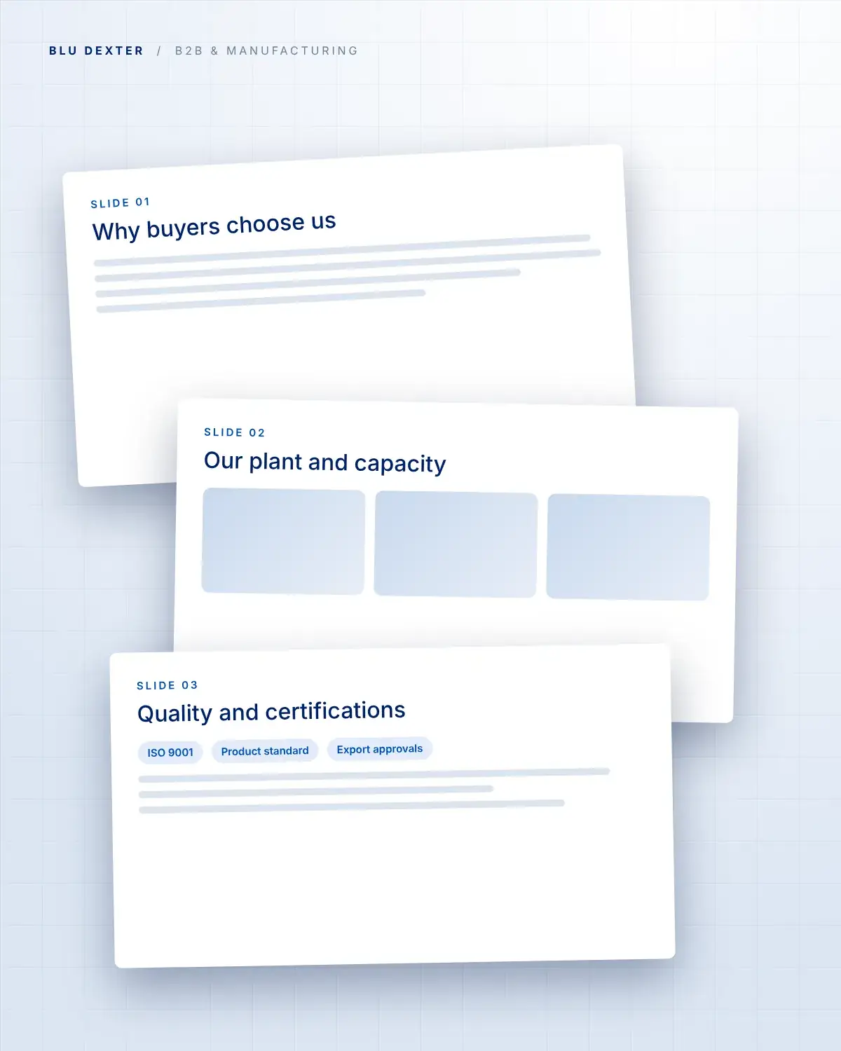 Step 2, Sales Deck: Sales deck slides for a manufacturer
