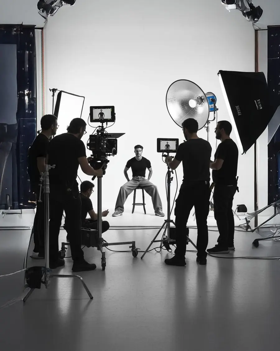 Film crew on a brand campaign photo shoot