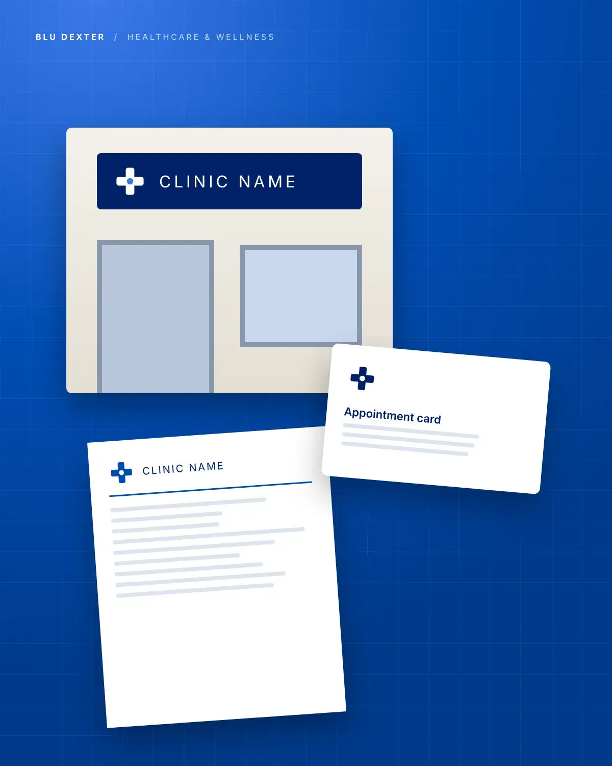 Step 2, Clinic Brand: Clinic signage, appointment card and letterhead