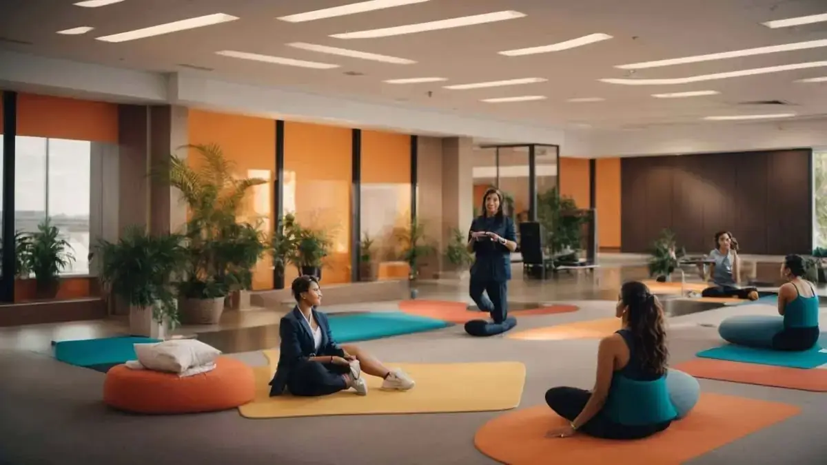 Corporate wellness session in an office