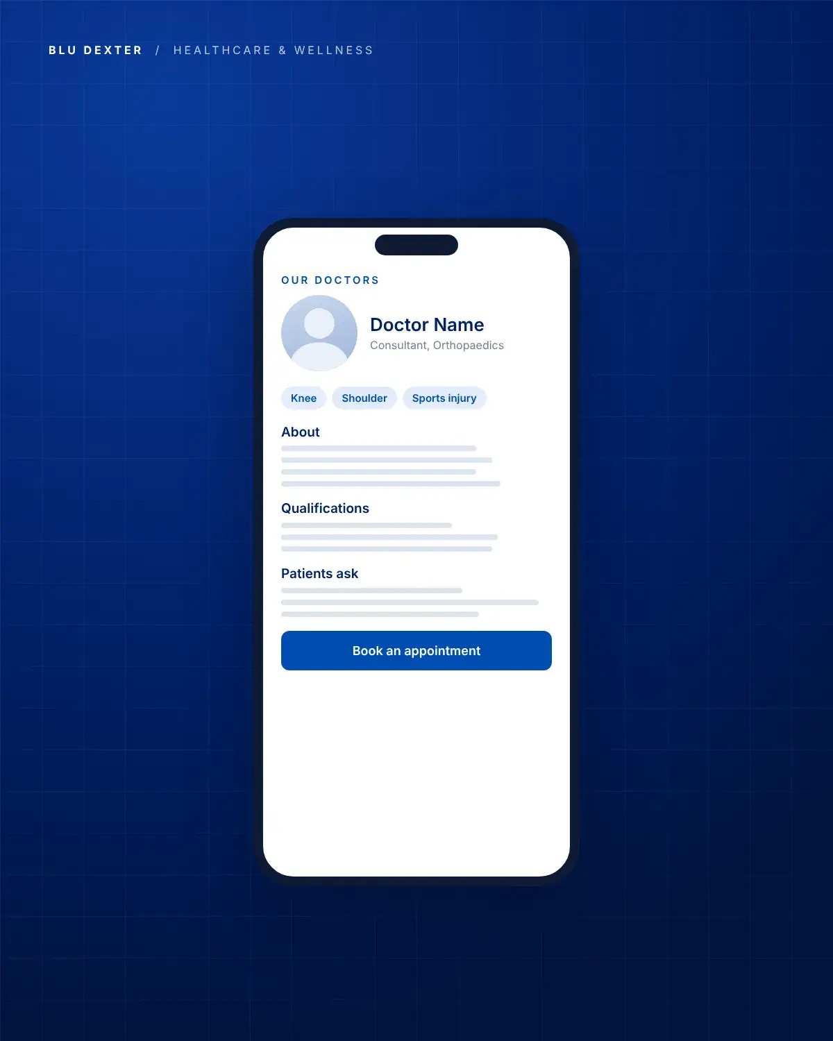 Step 3, Doctor Profiles: Doctor profile page on a phone