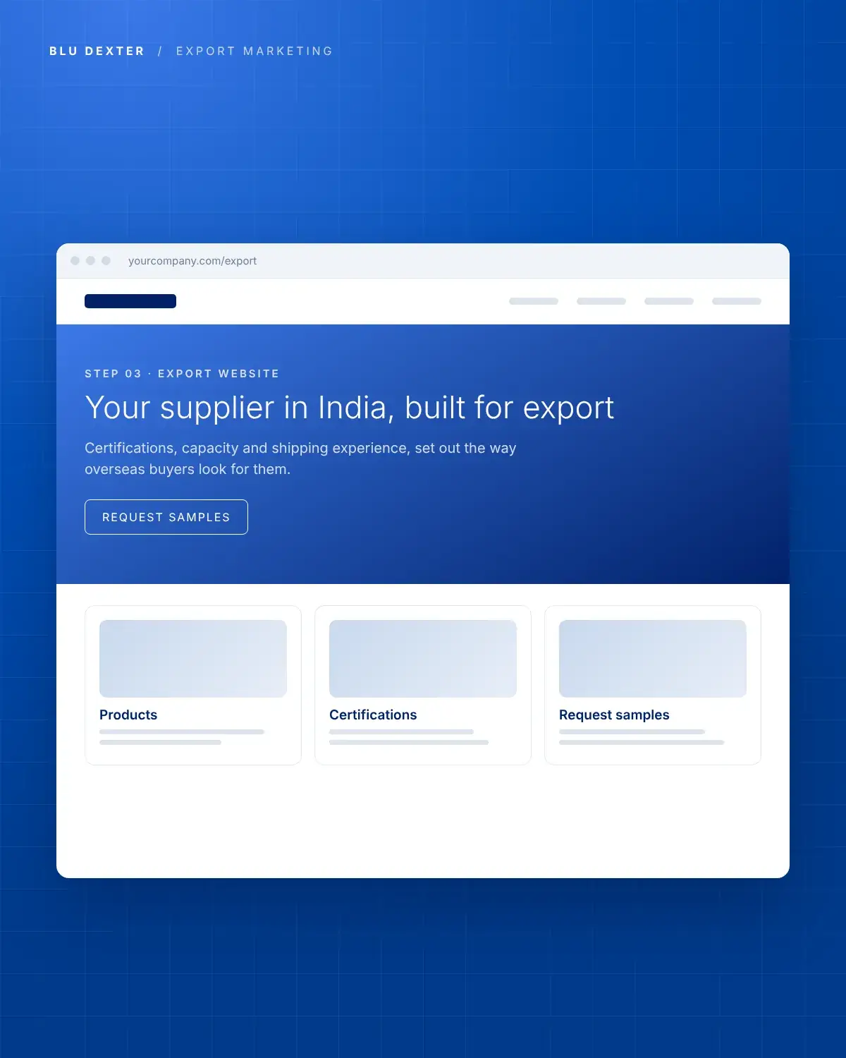 Step 3, Export Website: Export website homepage