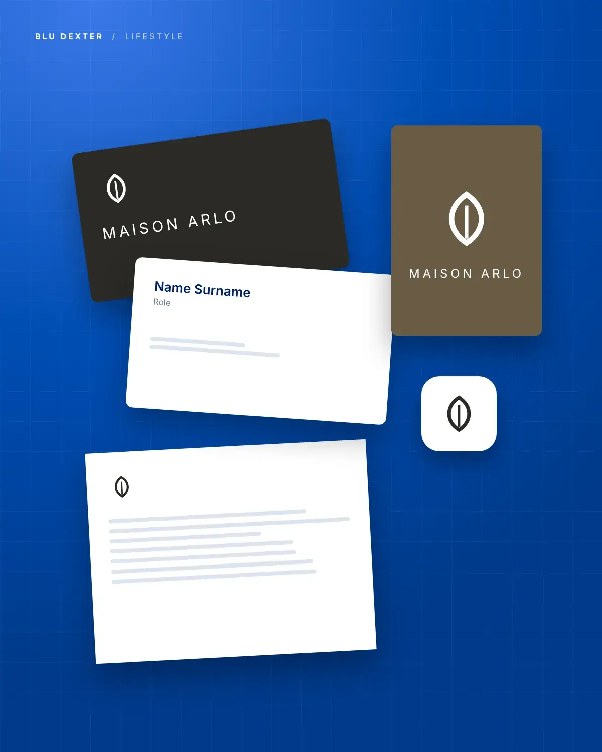 Step 3, Identity: Lifestyle brand identity on cards and signage