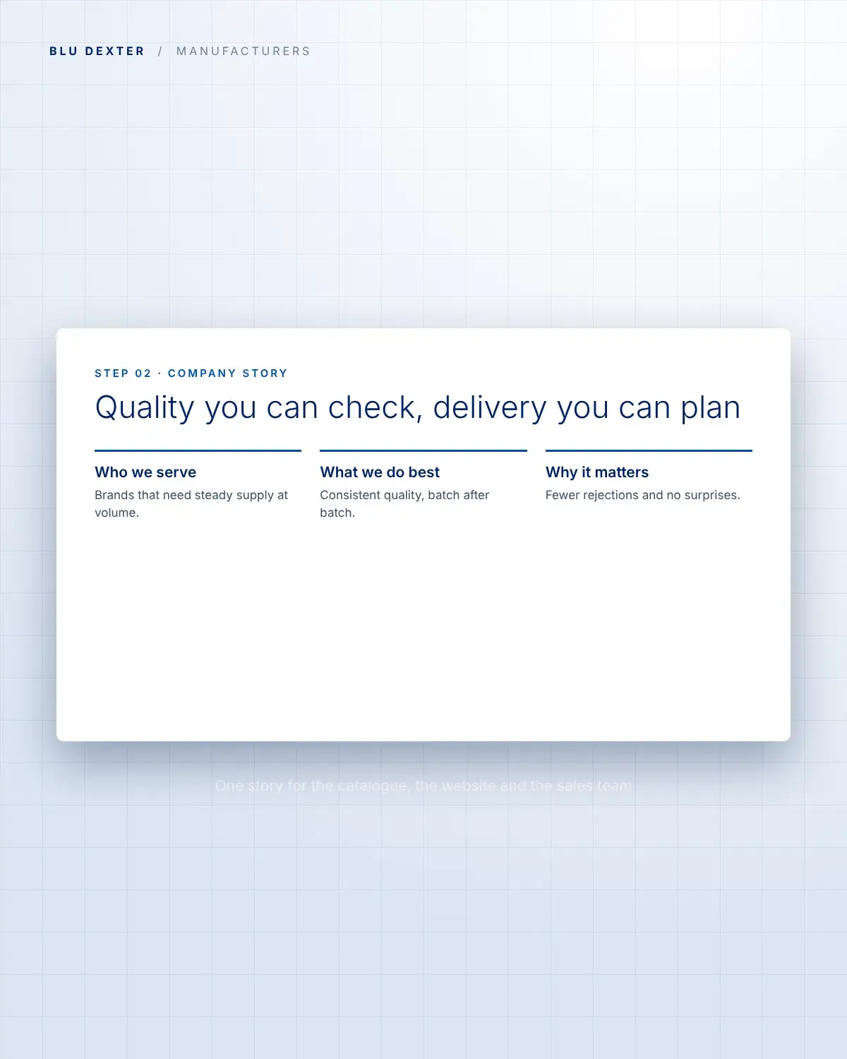 Step 2, Company Story: Company story slide