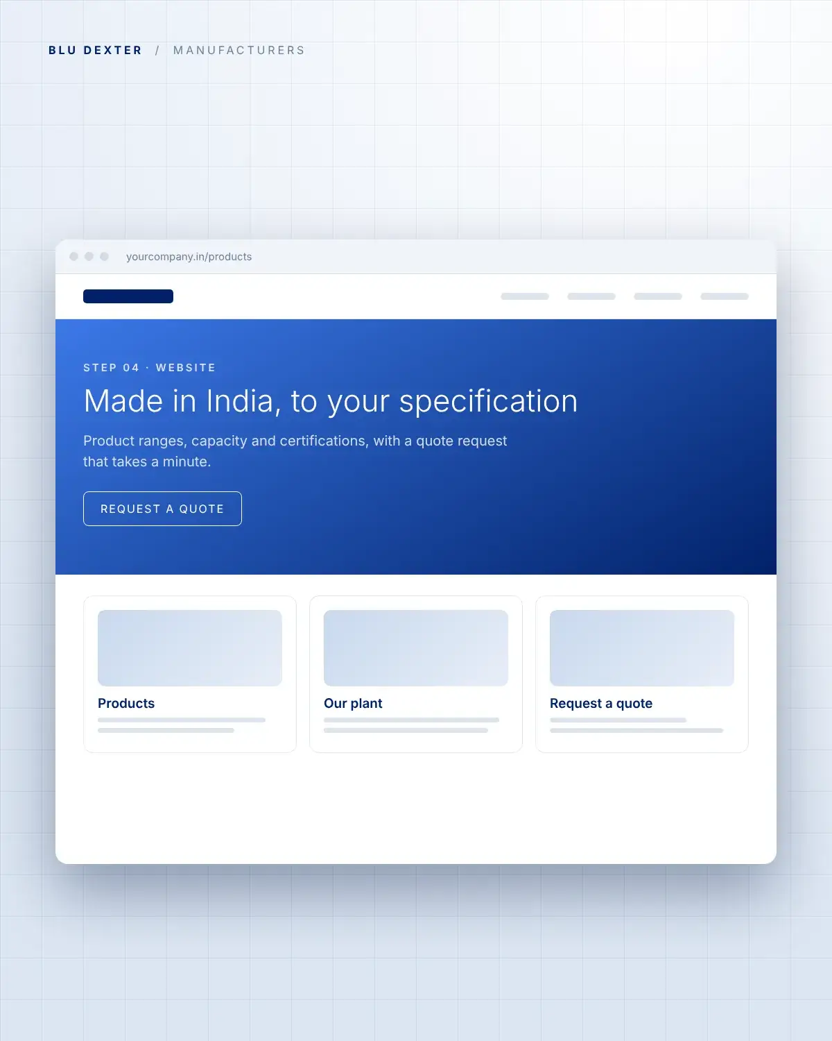 Step 4, Website: Manufacturer website homepage