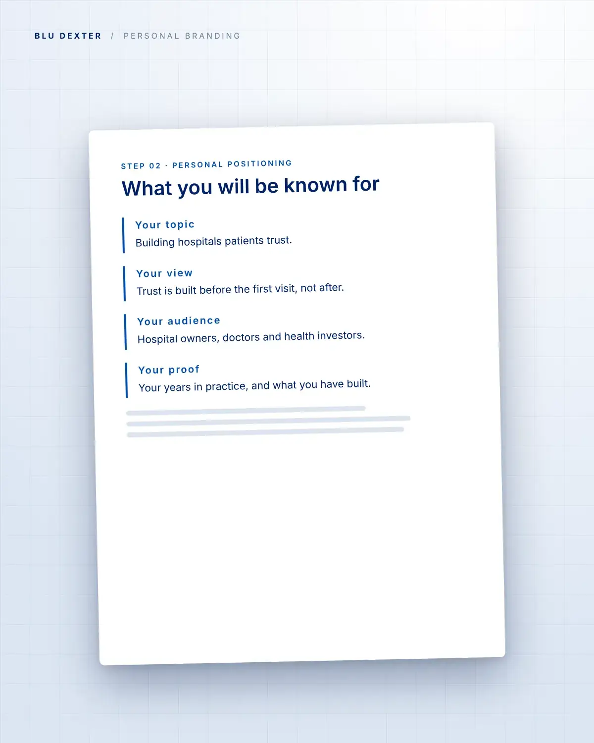 Step 2, Positioning: Personal positioning brief