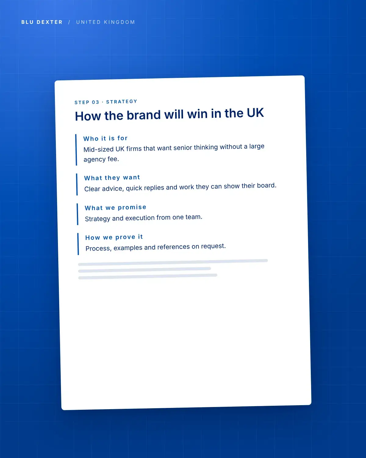Step 3, Strategy: Strategy brief for UK buyers