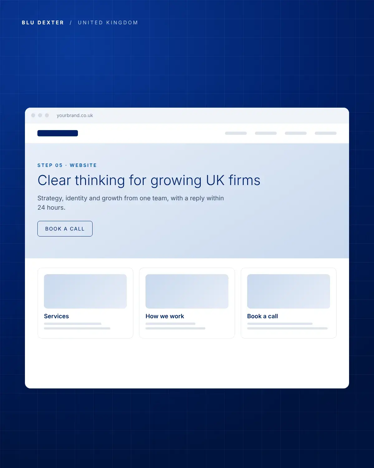 Step 5, Website: Website homepage for UK buyers