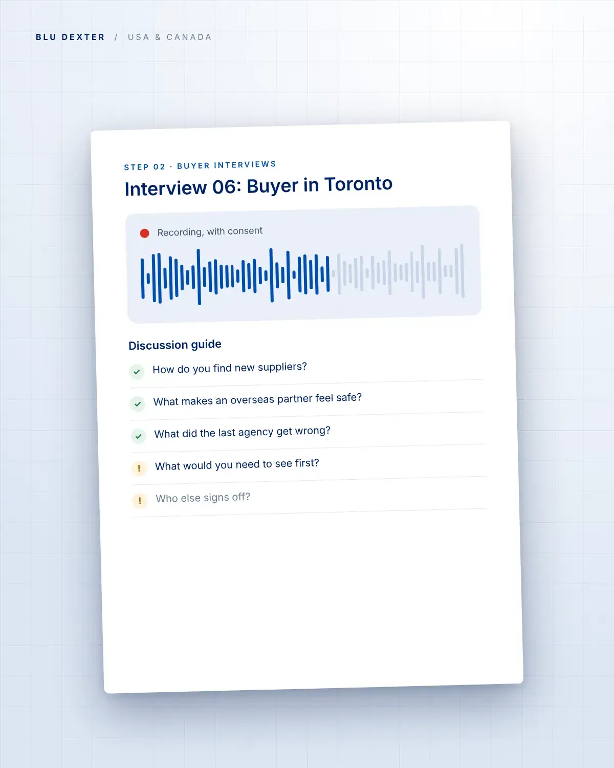 Step 2, Research: Buyer interview guide